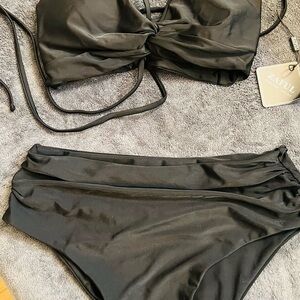 Zaful Elegant Black Swimwear Set